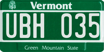 VT license plate UBH035