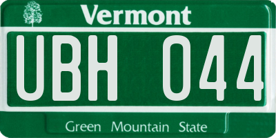 VT license plate UBH044