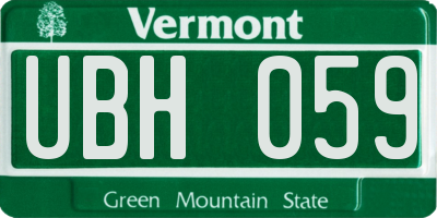 VT license plate UBH059