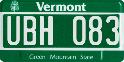 VT license plate UBH083