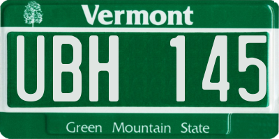 VT license plate UBH145