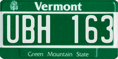 VT license plate UBH163