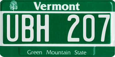 VT license plate UBH207