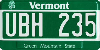 VT license plate UBH235
