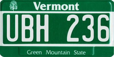 VT license plate UBH236