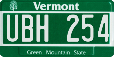 VT license plate UBH254
