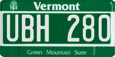 VT license plate UBH280