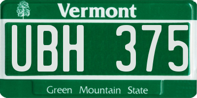 VT license plate UBH375
