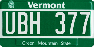 VT license plate UBH377