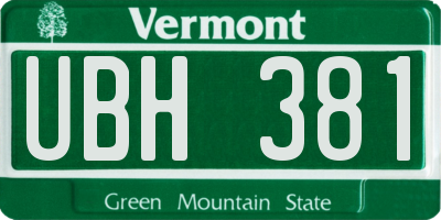 VT license plate UBH381