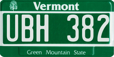 VT license plate UBH382