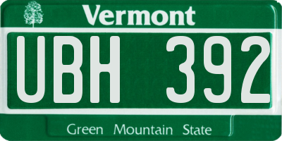 VT license plate UBH392
