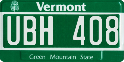 VT license plate UBH408
