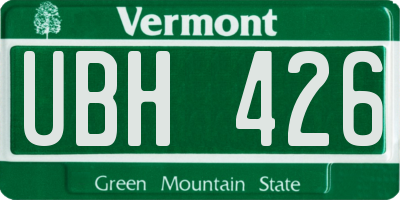 VT license plate UBH426