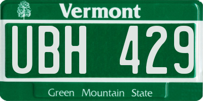 VT license plate UBH429