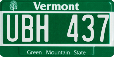 VT license plate UBH437