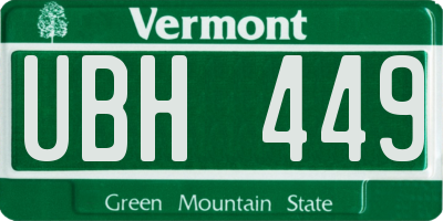 VT license plate UBH449