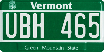 VT license plate UBH465
