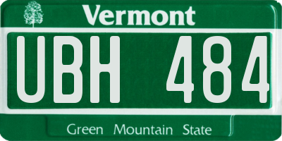 VT license plate UBH484