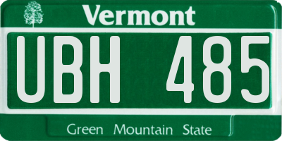 VT license plate UBH485