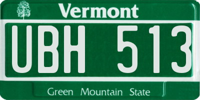 VT license plate UBH513