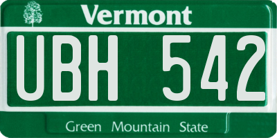 VT license plate UBH542