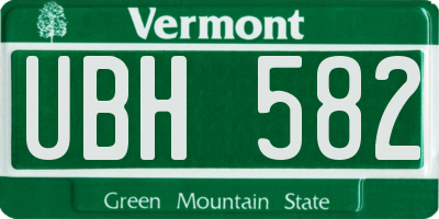 VT license plate UBH582