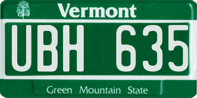 VT license plate UBH635
