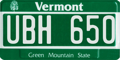 VT license plate UBH650
