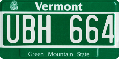 VT license plate UBH664