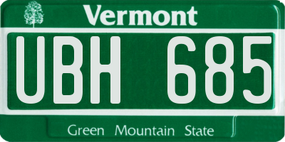 VT license plate UBH685