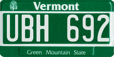 VT license plate UBH692