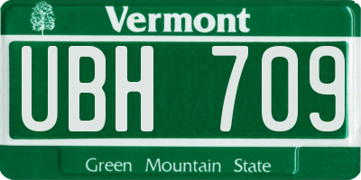 VT license plate UBH709