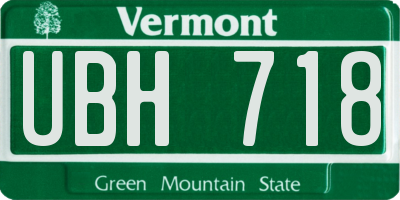 VT license plate UBH718