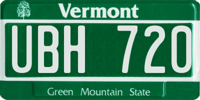 VT license plate UBH720