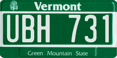 VT license plate UBH731