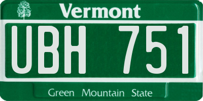 VT license plate UBH751