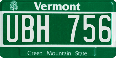 VT license plate UBH756