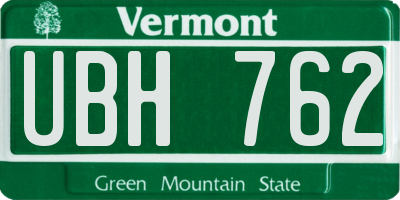 VT license plate UBH762