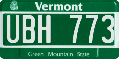 VT license plate UBH773