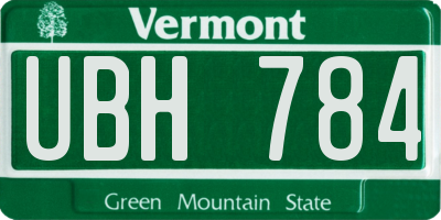 VT license plate UBH784