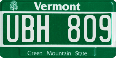 VT license plate UBH809