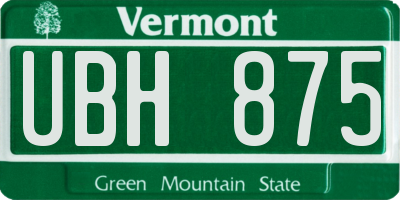VT license plate UBH875