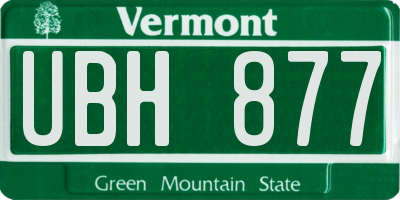 VT license plate UBH877