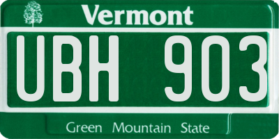 VT license plate UBH903
