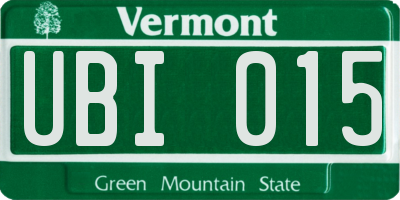 VT license plate UBI015