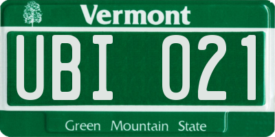 VT license plate UBI021
