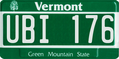 VT license plate UBI176