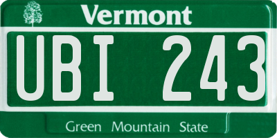VT license plate UBI243