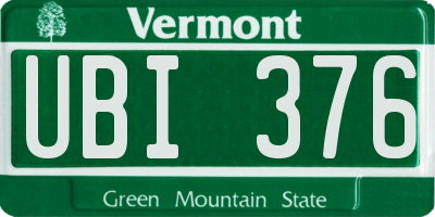 VT license plate UBI376